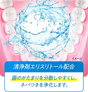 清浄剤エリスリトール配合：菌のかたまりを分散しやすくし、ネバつきを浄化します。