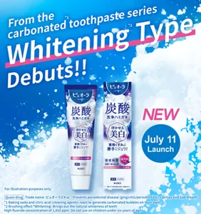 NEW PureOra Carbonated Toothpaste Whitening Type [Quasi-drug] From the carbonated toothpaste series Whitening Type Debuts!! *Whitening: Brings out the natural whiteness of teeth. High fluoride concentration of 1,450 ppm. Do not use on children under six years of age.