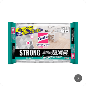 クイックルワイパー立体吸着ウエットシートストロング 空間の超消臭｜キッチンの油汚れや床のベタつきを強力除去、お部屋の消臭まで