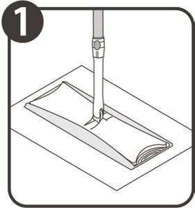 ①シートを広げて真ん中にヘッド全体を置く