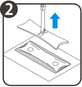 ②ヘッドの下部を 押さえながら 上部を持ち上げる