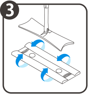 ③ヘッドの下部をつつみ込むようにシートを折る