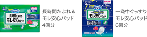 長時間たよれる モレ安心パッド 4回分、一晩中ぐっすり モレ安心パッド 6回分