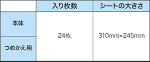 リリーフ トイレに流せるおしりふき 仕様一覧表