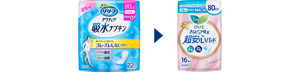 リリーフ アクティブ給水ナプキンとさらピュア吸水 超安心パッドの商品画像