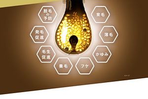 1.脱毛の予防　2.発毛促進　3.毛生促進　4.養毛　5.フケ　6.かゆみ　7.薄毛　8.育毛