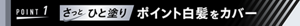 ポイント1、さっとひと塗り ポイント白髪をカバー