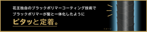 花王独自のブラックポリマーコーティング技術でブラックポリマーが髪と一体化したようにピタッと定着。