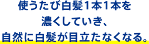 使うたび白髪1本1本を濃くしていき、自然に白髪が目立たなくなる。