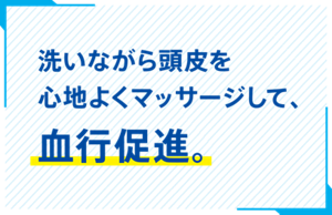 洗いながら頭皮を心地よくマッサージして、血行促進。