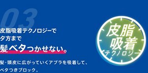 03. 皮脂吸着テクノロジーで夕方まで髪ベタつかせない。髪・頭皮に広がっていくアブラを吸着して、ベタつきブロック。