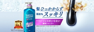 髪ひっかからず頭皮もスッキリ　サクセス リンスのいらない薬用シャンプー　[医薬部外品] 毛髪・頭皮の汗臭を防ぐ。フケ・かゆみを防ぐ。販売名：サクセス薬用シャンプーＲJ　14年連続男性シャンプー日本売上No.1（※）（サクセスシャンプーシリーズ） ※インテージSRI+ 男性用シャンプー市場 2011年8月～2025年7月 サクセスシャンプーシリーズ各年累計販売金額