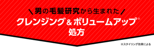 男の毛髪研究から生まれた クレンジング＆ボリュームアップ*処方　*スタイリング効果による