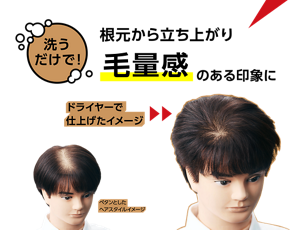 洗うだけで！ 根元から立ち上がり毛量感のある印象に