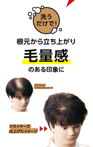 洗うだけで！ 根元から立ち上がり毛量感のある印象に