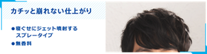カチッと崩れない仕上がり｜●寝ぐせにジェット噴射するスプレータイプ　●無香料