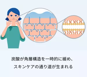 3.炭酸が各層構造を一時的に緩め、スキンケアの通り道が生まれる。