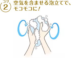 コツ２ 空気を含ませる泡立てで、モコモコに！