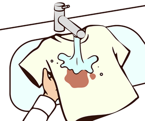 手洗いで汚れを落としているイラスト