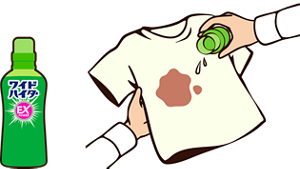 汚れた部分にワイドハイター EXパワーを直塗りしているイラスト