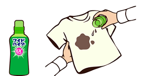 汚れた部分にワイドハイター EXパワーを直塗りしているイラスト