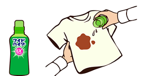 汚れた部分にワイドハイター EXパワーを直塗りしているイラスト