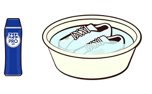 ワイドハイター PRO 粉末を使ってつけおきしているイラスト