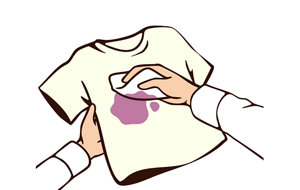 汚れた部分をティッシュでふき取っているイラスト
