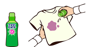 汚れた部分にワイドハイター EXパワーを直塗りしているイラスト