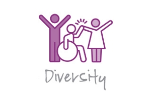 Linear icon of diverse team members.