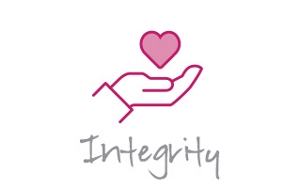 Linear icon of a hand holding a heart