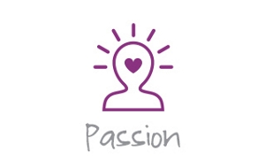 Linear icon of a person with a heart in their head.