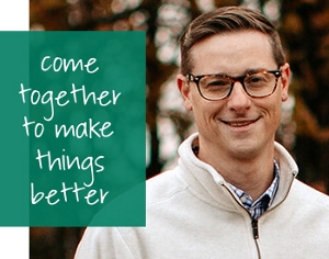 Portrait of KAO employee, Brian, with the words "come together to make things better."