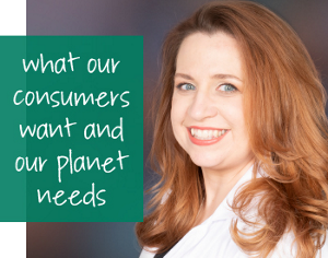 Portrait of KAO employee, Andrea, with the words "what our consumers want and our planet needs."