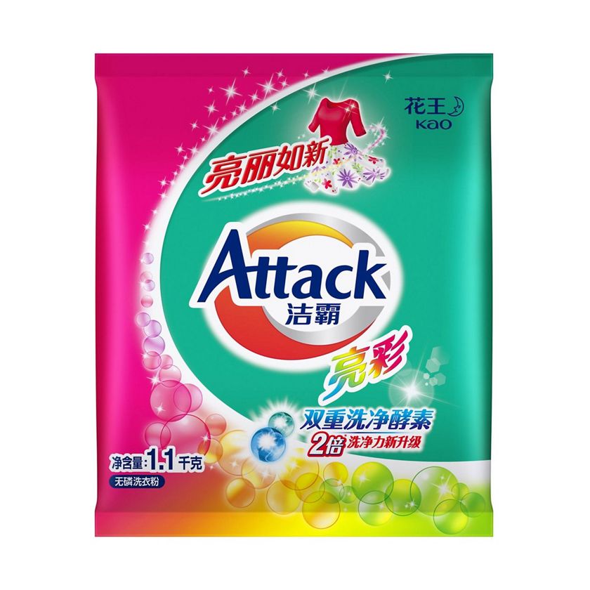 花王中国 产品信息 洁霸亮彩无磷洗衣粉1 1kg