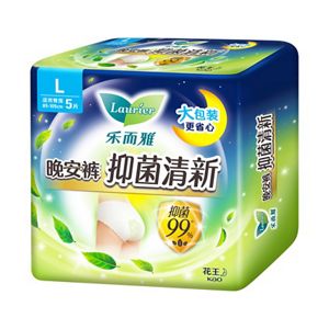 乐而雅晚安裤抑菌清新女性卫生裤（L码）5片