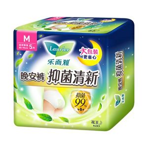 乐而雅晚安裤抑菌清新女性卫生裤（M码）5片