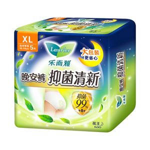 乐而雅晚安裤抑菌清新女性卫生裤（XL码）5片