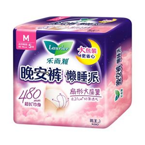 乐而雅晚安裤懒睡派女性卫生裤（M码）5片