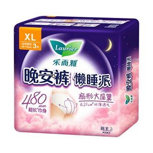 乐而雅晚安裤懒睡派女性卫生裤（XL码）3片