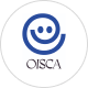 Logo containing a blue line encircling two dots in the appearance of a smiling face above the organization’s name, OISCA.  