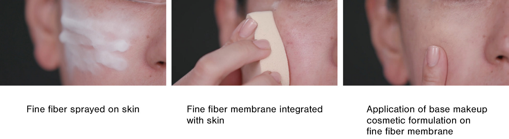 Kao  Fine Fiber Technology with Base Makeup: Base Makeup Applied to Fine  Fiber Membrane Results in Film that Smooths Skin Roughness and Gives High  Spot-covering Effect