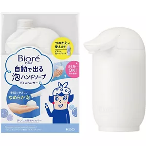 The image shows a Biore -u automatic foam hand soap dispenser