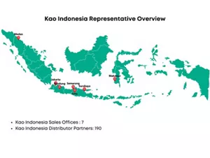 Kao Indonesia memastikan produk-produknya dapat diakes dengan mudah oleh masyarakat Indonesia dengan sebaran 7 kantor cabang dan 190 Distributor