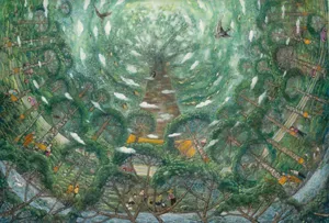Picture shows the painting of 16th Contest Winner, Siriphum Meunaphai (14) about Nature is Life