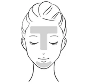顔のイラストでパックする場所（Ｔゾーンやあご）を説明したイラスト