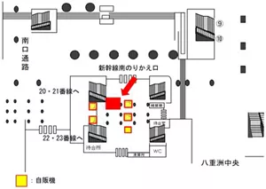 JR東京駅　自販機設置場所地図
