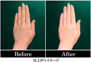 トーンアップハンドクリームの使用前後の仕上がりイメージ