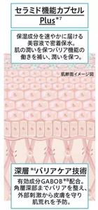 キュレル　潤浸保湿　角層深部バリア美容液を肌に塗布したときの商品特長イメージ