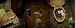 ゲーム内でキッチン、床、トイレそうじをしている様子の画像